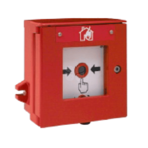 Honeywell Analytics Honeywell Fire Field Devices 804970 Honeywell Conventional MCP compact, small, red, glass pane.