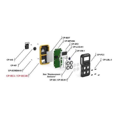 Honeywell BW Technologies Portables Honeywell BW Flex CP-BC1 Honeywell Replacement back shell, Yellow