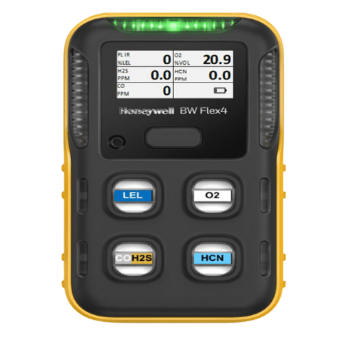 Honeywell BW Technologies Portables Honeywell BW Flex Honeywell BW Flex4/5 %LEL(Filtered Catalytic) O2 COSH CO2 | Yellow / Black P/N: CPD-W6X1HMB1-Y-00 / CPD-W6X1HMB1-B-00