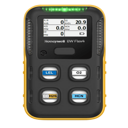 Honeywell BW Technologies Portables Honeywell BW Flex Honeywell BW Flex4/5 %LEL(Filtered Catalytic) O2 COSH CO2 | Yellow / Black P/N: CPD-W6X1HMB1-Y-00 / CPD-W6X1HMB1-B-00