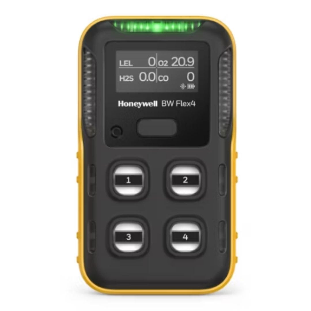 Honeywell BW Technologies Portables Honeywell BW Flex Honeywell BW Flex4 %LEL(F), O2 (Oxygen), H2S (Hydrogen Sulphide), CO (Carbon Monoxide| Yellow / Black P/N: CPD-W6X1H1M1-Y-00 / CPD-W6X1H1M1-B-00