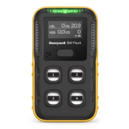 Honeywell BW Technologies Portables Honeywell BW Flex Honeywell BW Flex4 %LEL(F), O2 (Oxygen), H2S (Hydrogen Sulphide), CO (Carbon Monoxide| Yellow / Black P/N: CPD-W6X1H1M1-Y-00 / CPD-W6X1H1M1-B-00