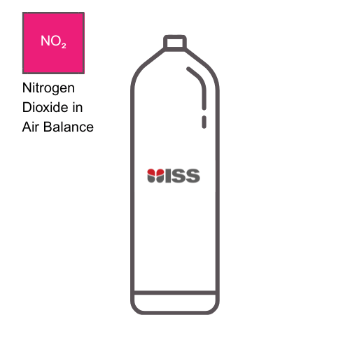 Industrial Safety Services ISS Calibration Gas 5ppm Nitrogen Dioxide (NO2) In Air Balance (For XXS Ozone Sensor Test / Calibration) Cylinder Type: 8AL (58ltr), Water Volume: 1.7ltr P/N:C011817