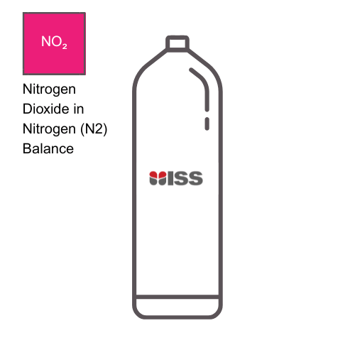 Industrial Safety Services ISS Calibration Gas 5ppm Nitrogen Dioxide (NO2) In Nitrogen (N2) Balance Cylinder Type: 8AL (58ltr), Water Volume 58ltr P/N:C017142